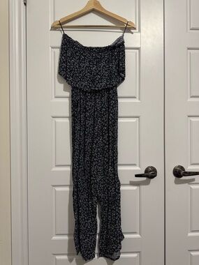 Hollister Navy Floral Sleeveless Jumpsuit